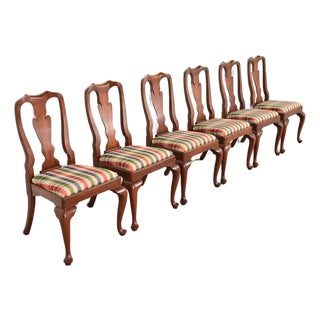 Henkel Harris Queen Anne Solid Cherry Wood Dining Chairs, Set of Six For Sale