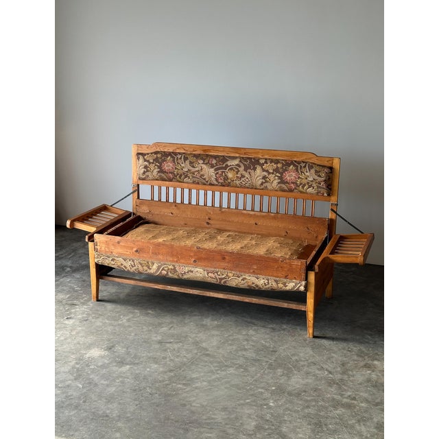 Pine Bench Fold-Out Daybed With Hidden Storage, Central Europe, 19th Century For Sale - Image 14 of 18