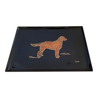 Vintage Couroc of Monterey Limited Edition Numbered Golden Retriever Tray For Sale