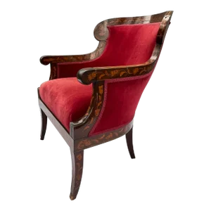 Antique Marquetry Upholstered Armchair