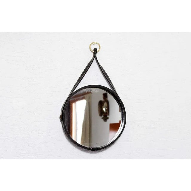 Mirror with Leather Frame, 1950s For Sale - Image 11 of 11