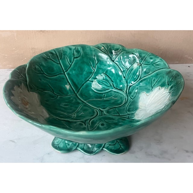 Ceramic Joseph Holdcroft Pond Lily Footed Bowl, C. 1880's For Sale - Image 7 of 14