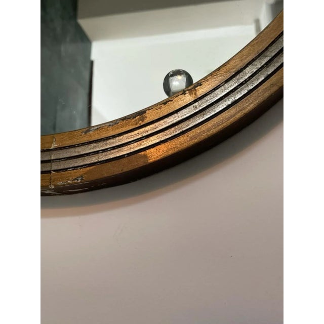 Early 20th Century Art Deco Silvered & Gold Wood Round Glass Ball