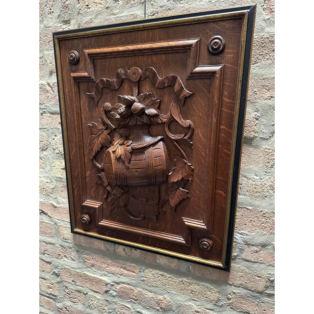 Late 19th Century Pair of Framed Carved Oak Door Panels, Circa 1880. For Sale - Image 5 of 6