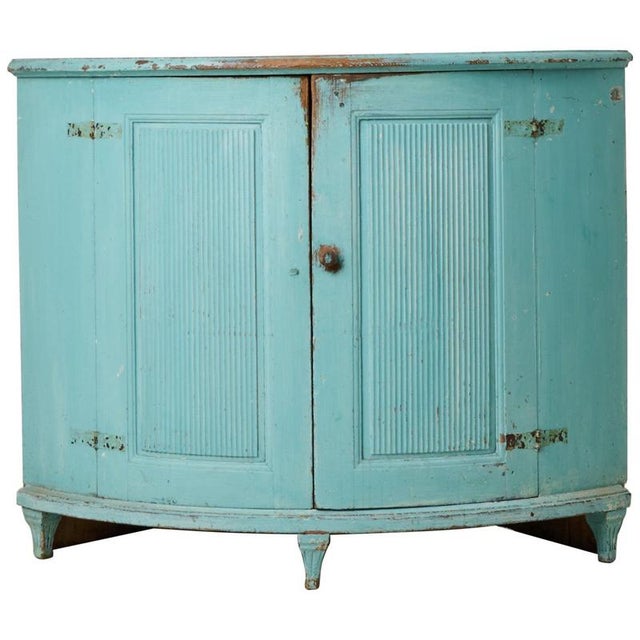 Blue Antique Gustavian Corner Sideboard in Pine, 1790 For Sale - Image 8 of 8