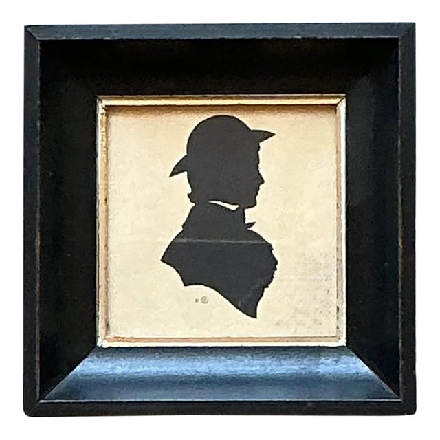 Vintage Silhouette Portrait in Black Frame For Sale