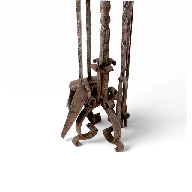 Early 20th Century Vintage Arts and Crafts Spanish Style Fireplace Tool Set For Sale - Image 5 of 11