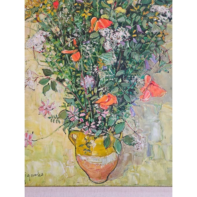 A vintage French oil painting signed by A. Vignoles (Andre Vignoles 1920-2017), a prominent French Post-Modern...