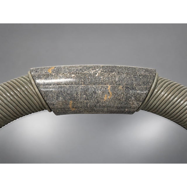 Karl Springer Karl Springer Style Arched Tessellated Stone & Rattan Mirror, American, 1980s For Sale - Image 4 of 9