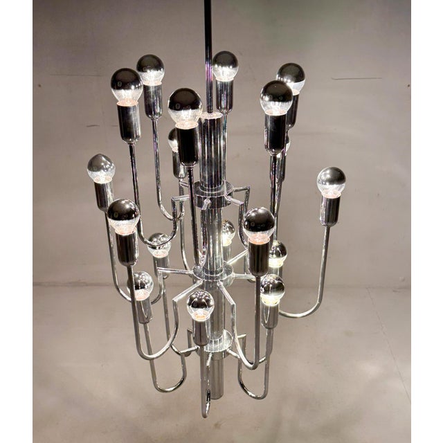 Mid-Century Modern Chrome Sputnik Chandelier by Gaetano Sciolari, Italy, 1970s For Sale - Image 16 of 18