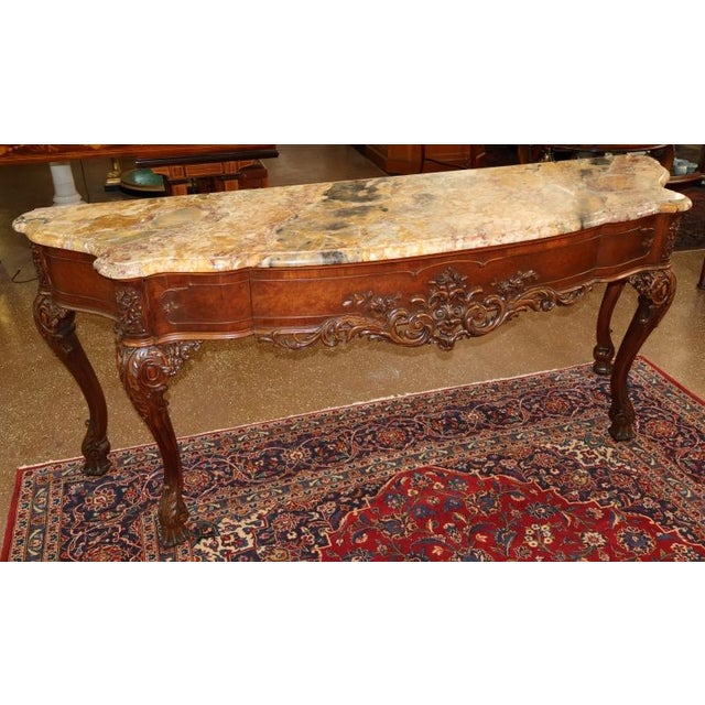 1920s Early 20th Century French Style Burl Wood Marble Top Walnut Buffet Sideboard For Sale - Image 5 of 10