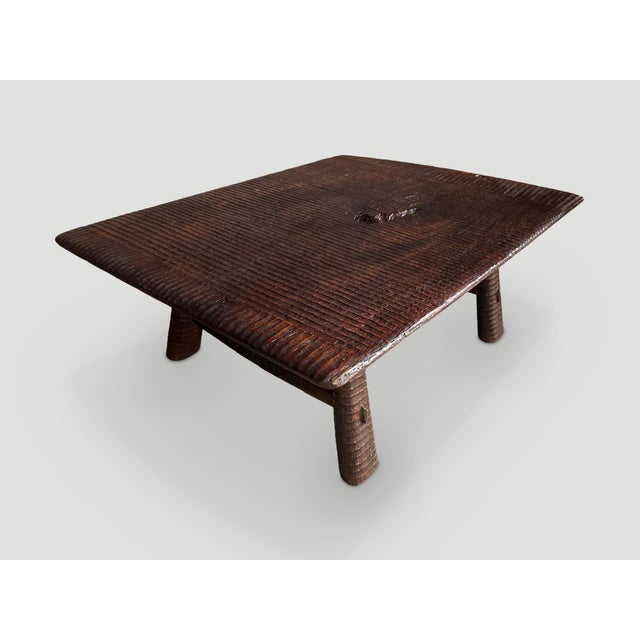 Andrianna Shamaris Impressive Teak Wood minimalist Hand Carved Coffee Table For Sale - Image 16 of 18