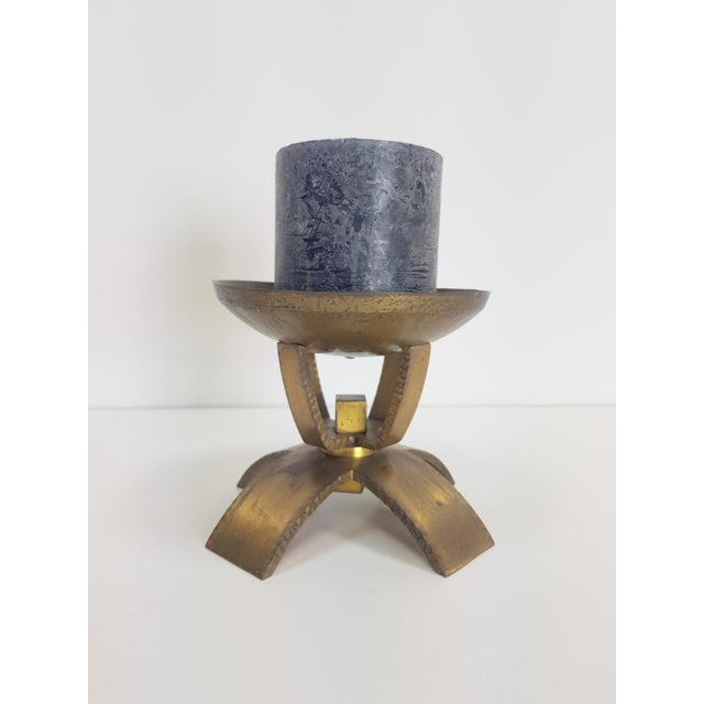Vintage Brutalist Brass Candleholder, 1960s For Sale - Image 9 of 9