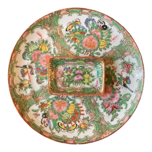 Antique Late 19th Century Medallion Rose Plate and Dish - Set of 2