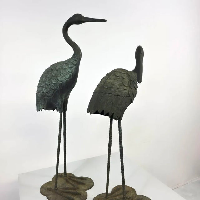 Bronze Crane Birds, 1970s, Set of 2 For Sale - Image 10 of 15