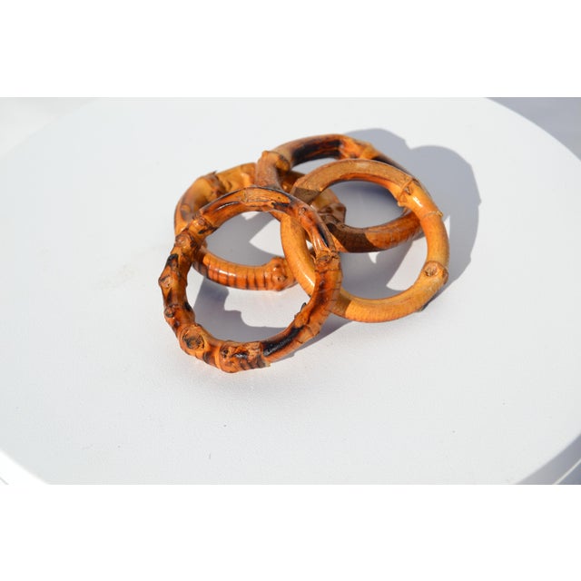 Mid 20th Century Burnt Bamboo Napkin Rings - Set of 4 For Sale In Columbia, SC - Image 6 of 8