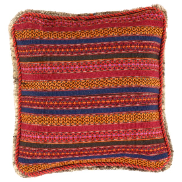 This Gabbeh pillow is made of high-quality LAMBS WOOL The piece was crafted with good workmanship. Gabbeh rugs are made by...