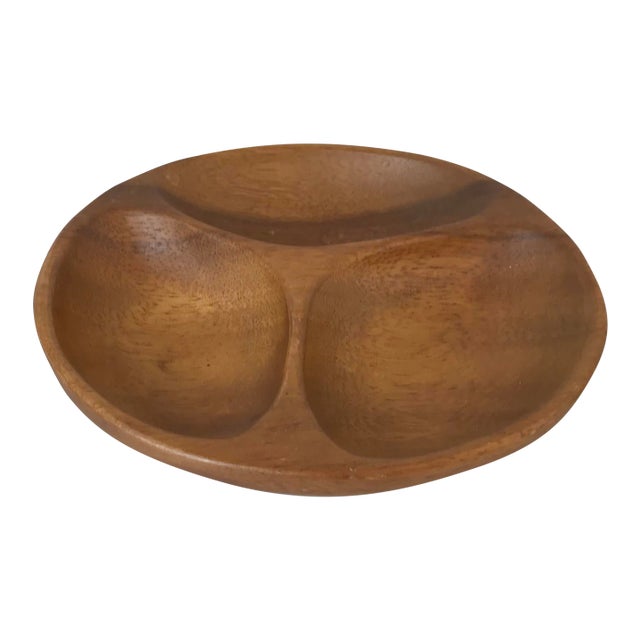 Vintage Divided Wooden Nut Bowl For Sale