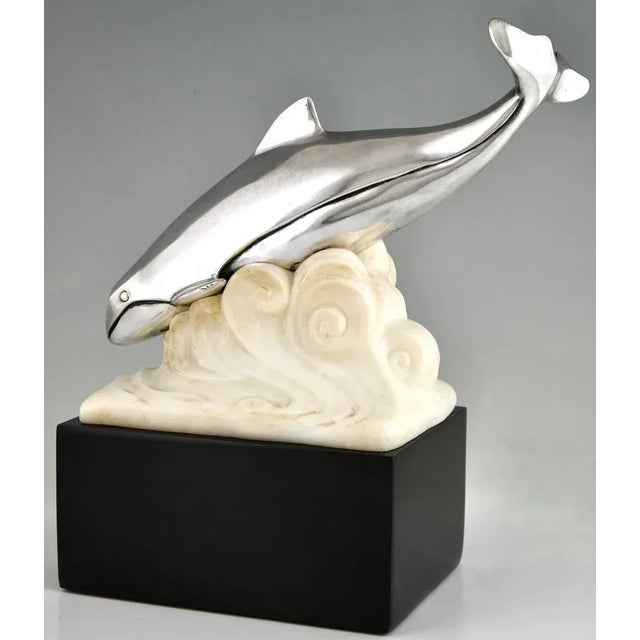 Marcel Bouraine, Art Deco Whale in the Waves, 1925, Bronze For Sale - Image 6 of 13