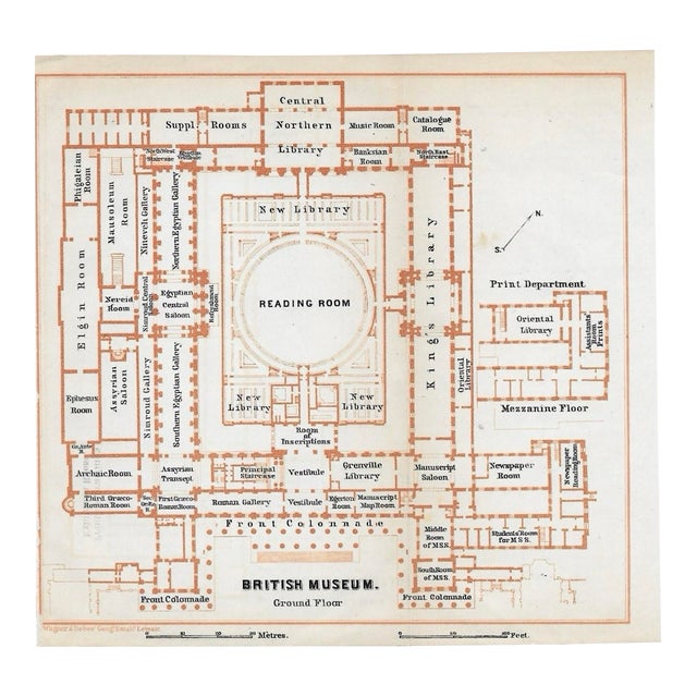 Antique Plan of the British Museum For Sale