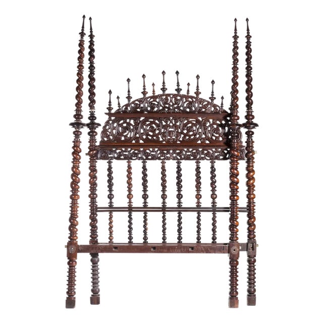 Portuguese Bobbin Bed in Rosewood For Sale