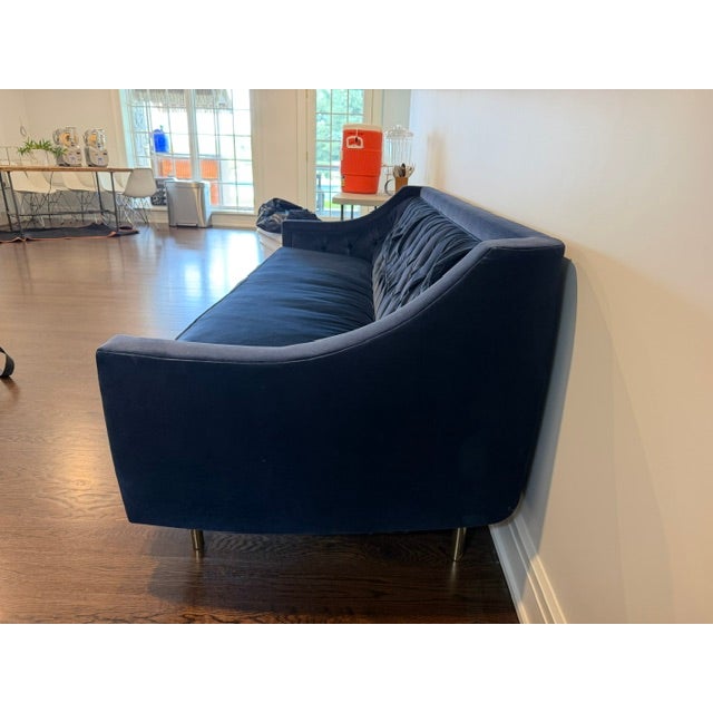 Mid-Century Modern Mid-Century Modern Kim Salmela "Coco" Sofa — Indigo Blue Tufted Velvet For Sale - Image 3 of 11