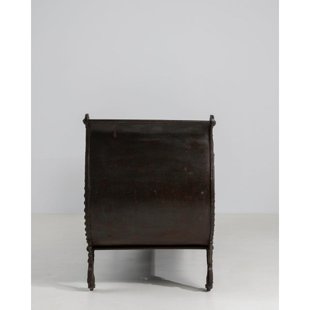 19th Century France Deep Ebony Black Carved Daybed With Upholstered Bolsters For Sale - Image 10 of 11