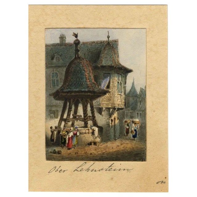 After Samuel Prout, Ober Lahnstein on the Rhine Miniature, 1830s, Watercolour For Sale