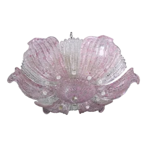 Vintage 1970s Murano Glass Ceiling Lamp Pink