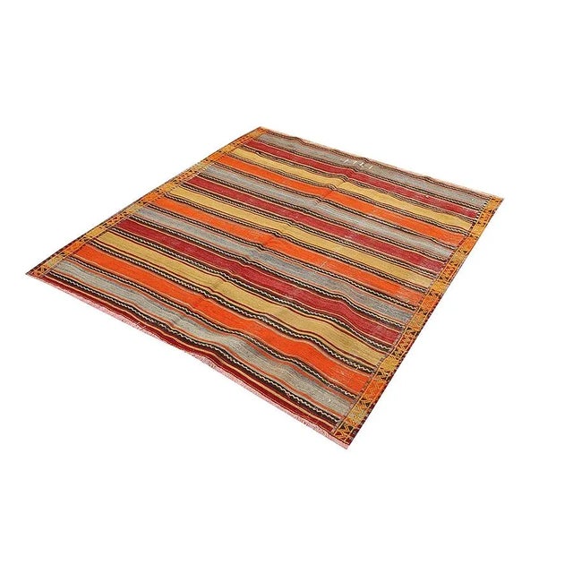 Traditional Striped Vintage Turkish Kilim Rug For Sale - Image 3 of 7