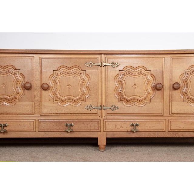 Large French Sideboard in Oak by Guillerme et Chambron for Votre Maison, 1960s For Sale - Image 11 of 18