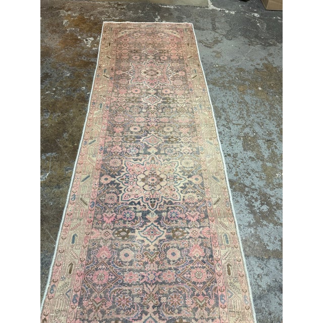 Pink 2ft 8in X 11ft 6in Tony Katz Gallery Vintage Malayer Runner Rug For Sale - Image 8 of 12