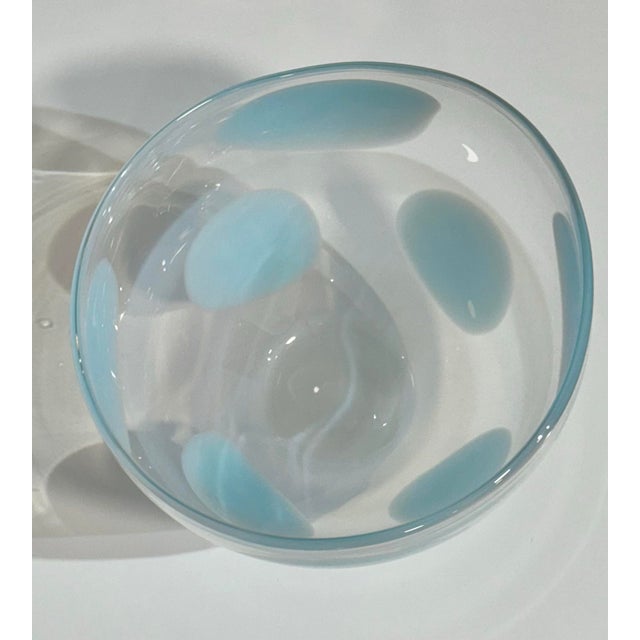 2000 - 2009 Jeff Zimmerman for Tiffany & Co. Handblown Aqua Art Glass Bowl For Sale - Image 5 of 9