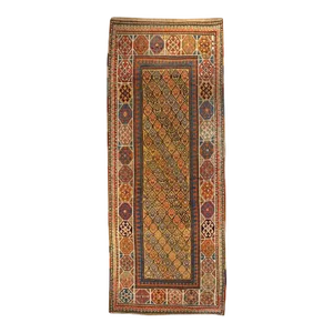 19th Century Geometric Floral Ganjeh Carpet