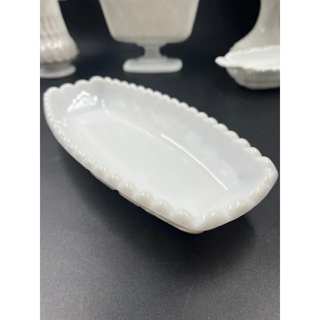 Collection of 6 Vintage Milk Glass Dishes For Sale - Image 9 of 12