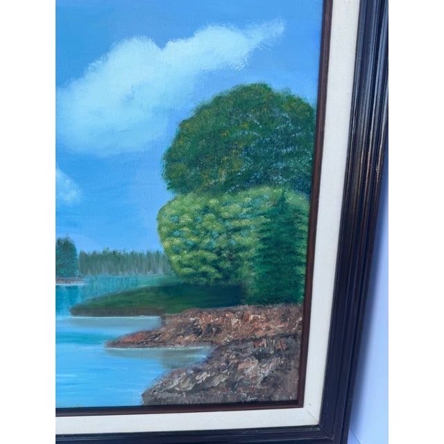 Signed Original 1992 Oil Landscape Painting by J. Brown in Original Wood Frame For Sale - Image 9 of 12