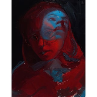 Spectre by Andrew Cadima | Oil on Board Portrait of a person with abstract colors. For Sale