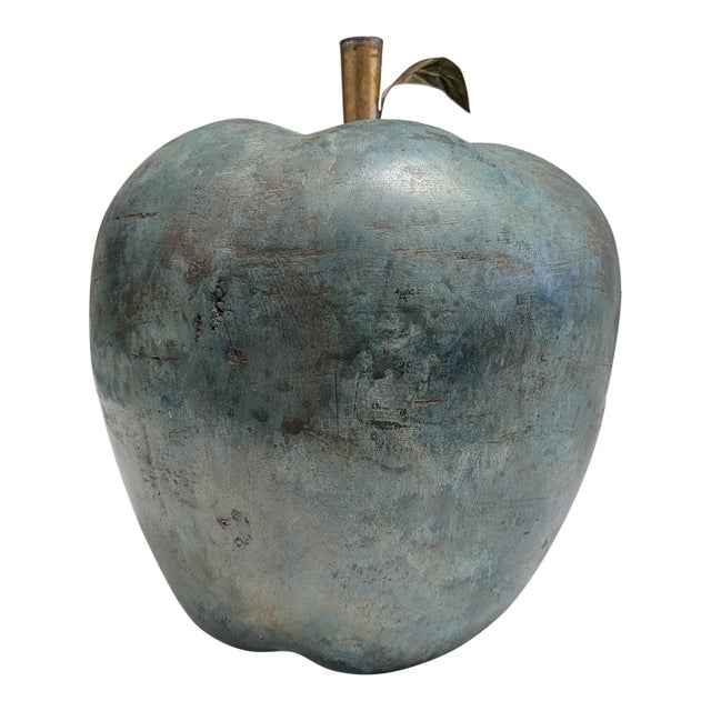 Mid-Century Modern Verdigris Metal Apple Sculpture For Sale
