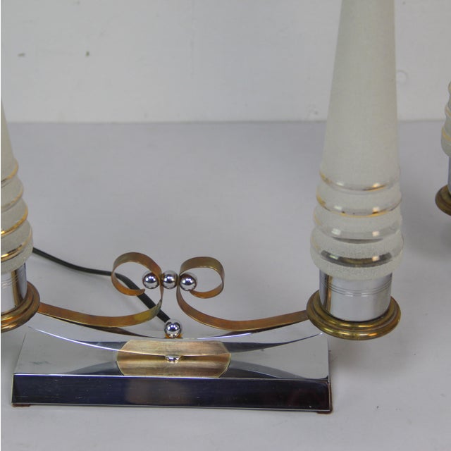 Metal French Art Deco Table Lamps, 1940s, Set of 2 For Sale - Image 7 of 8