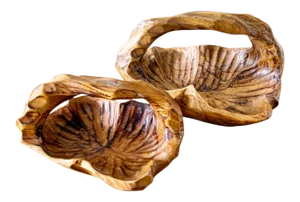 Set of Two Sculpted Wood Decor Bowls