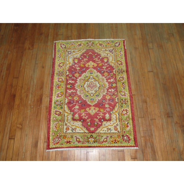 Colorful Turkish Scatter Size Rug For Sale - Image 4 of 5