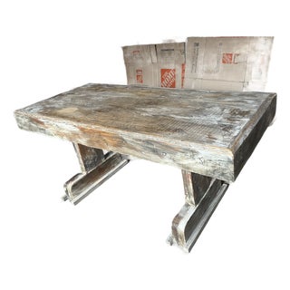 Vintage Solid Wood Trestle Table, Buffet, Server or Island For Sale