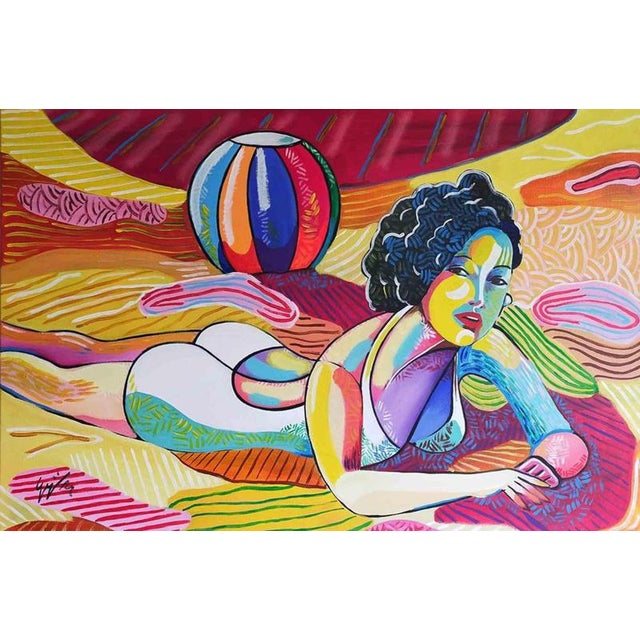 Gerardo La Porta, Donna al Sole, 2010s, Acrylic Painting, Framed For Sale
