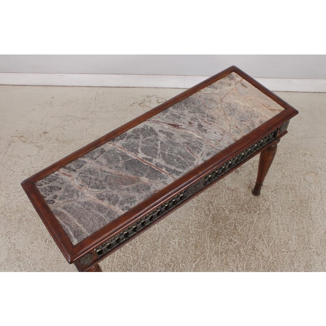 Theodore Alexander Theodore Alexander Marble Top Mahogany Console Table For Sale - Image 4 of 18
