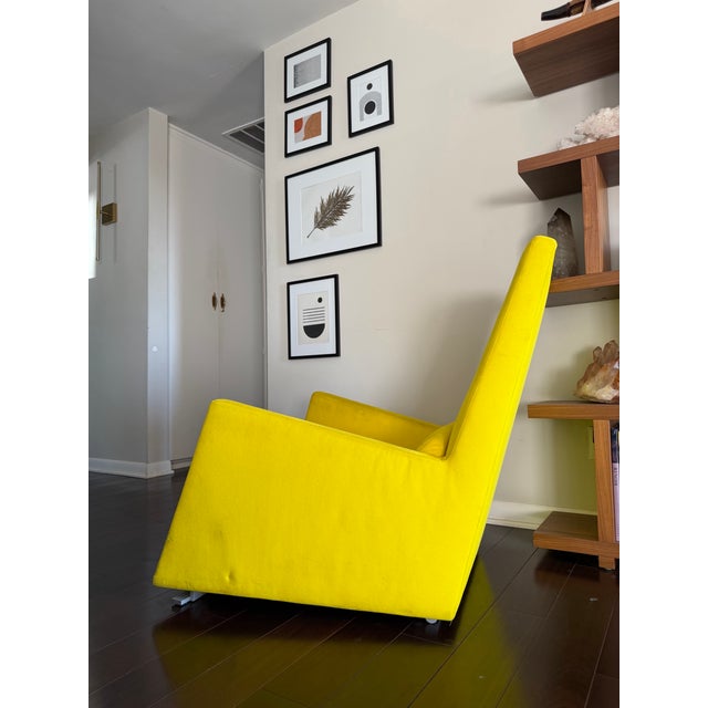 Ligne Roset Late 20th Century Ligne Roset Bold Yellow Chartreuse Microfiber Suede Lounge Chair, Made in France For Sale - Image 4 of 12