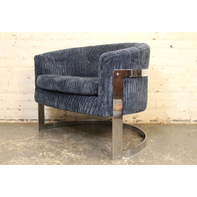 Milo Baughman Pair of Mid-Century Chrome Tub Lounge Chairs Attributed to Milo Baughman For Sale - Image 4 of 18