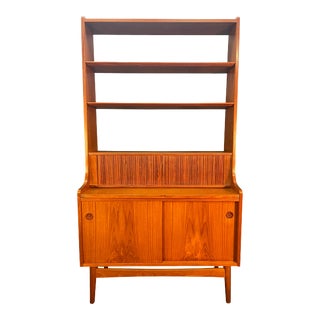 Vintage Danish Mid Century Modern Secretary Bookcase in Teak by Johannes Sorth For Sale