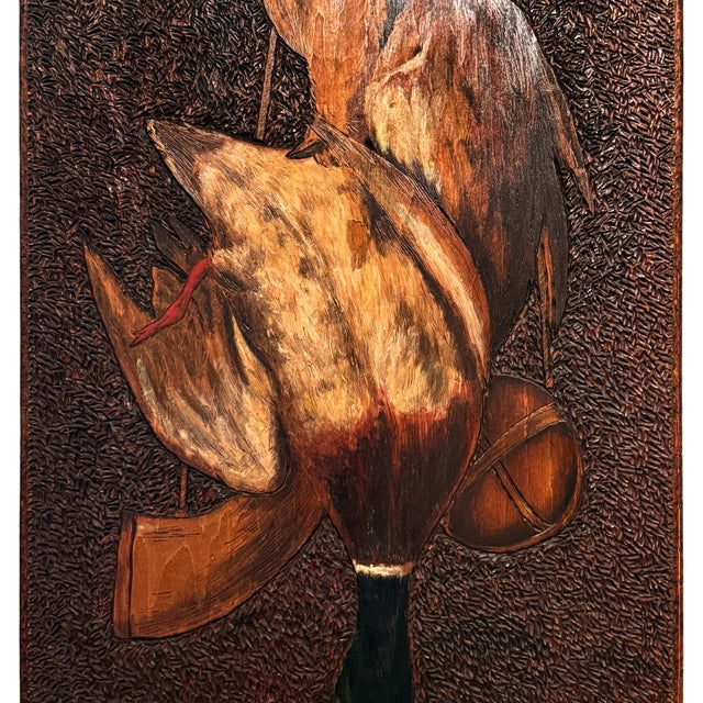 20th Century American Chip Carved Hunt Plaque With Three Mallards For Sale In Chicago - Image 6 of 13