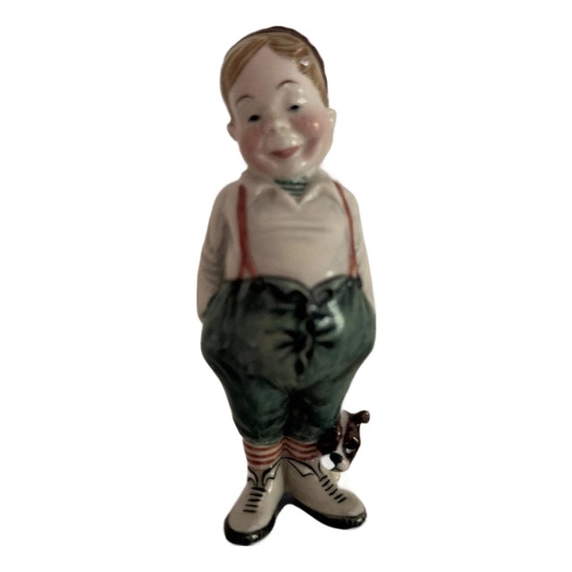 Vintage Small Boy & Dog Porcelain Figurine Titled “Butch” by Gort For Sale