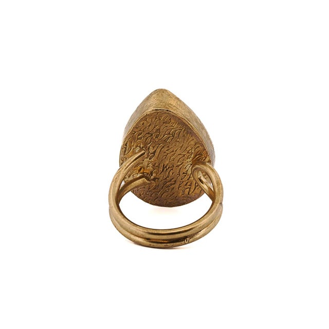 Early 21st Century Pink Gemstone Gold Pear Ring, Size 5 For Sale - Image 5 of 7